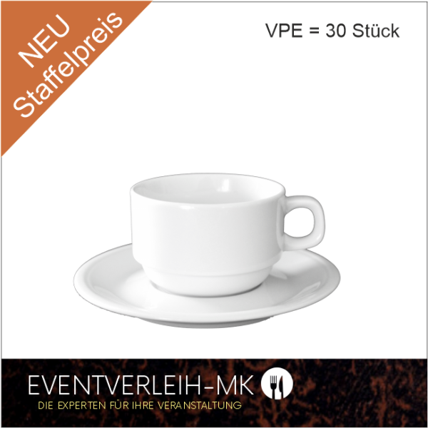 Kaffeetasse 0,18l mit Untertasse - (Weiss ohne Muster)*